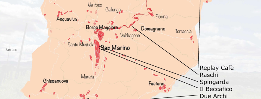 Cartina di San MArino con ristoranti senza glutine